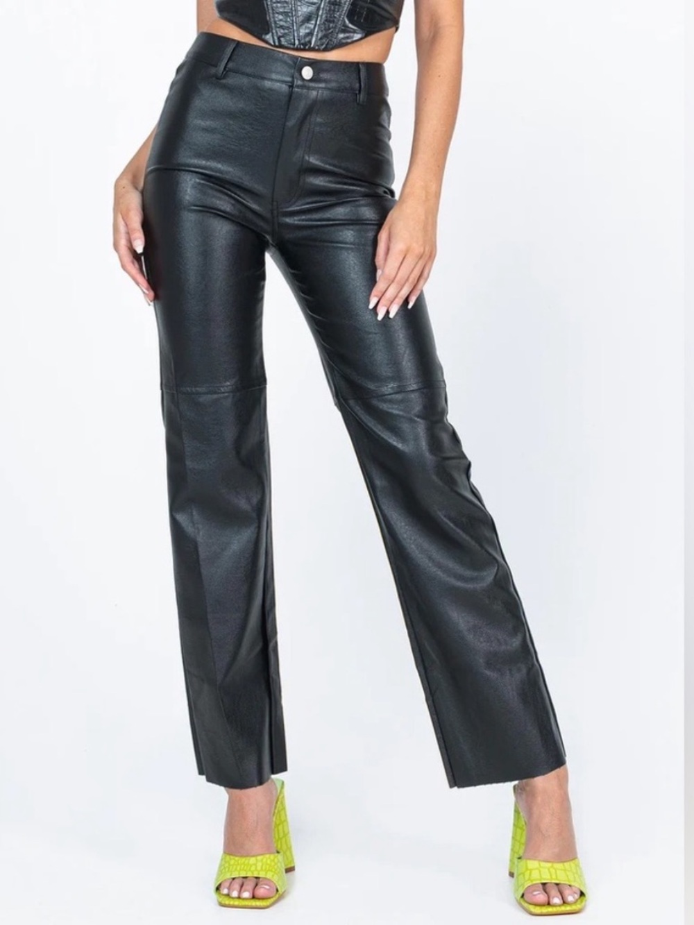 BNWT Princess Polly High Waisted Black Leather Pants
